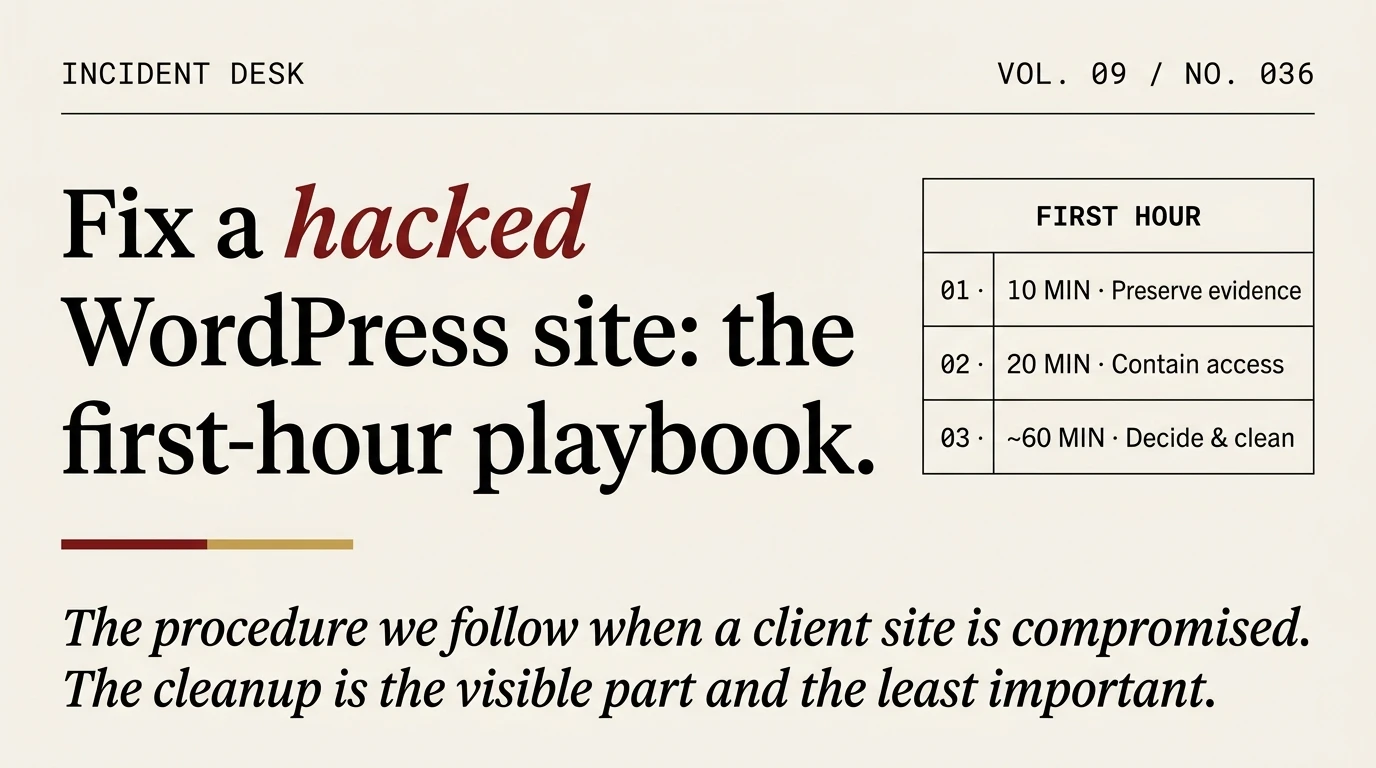 Fix a hacked WordPress site: the first-hour playbook